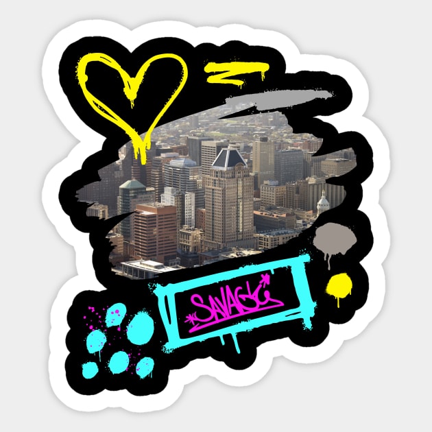 SAVAGE BALTIMORE CITY SKYLINE DESIGN Sticker by The C.O.B. Store